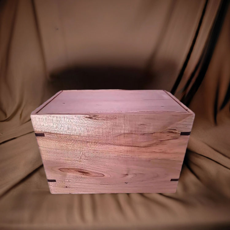 Front and top view of Solid Maple Serenity Urn, showcasing its design and customizable engraving area