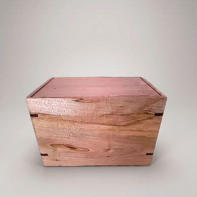 Front and top view of Solid Maple Serenity Urn, showcasing its design and customizable engraving area