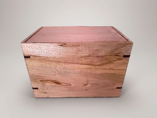 Maple Laser Engraved Cremation Urn, Medium 150 cu in — one-of-a-kind maple cremation urn No. 209