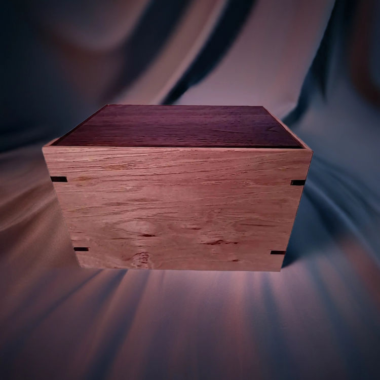 Back view of Walnut & Hickory Tribute Urn with Walnut top and Hickory sidesperfect for personalization