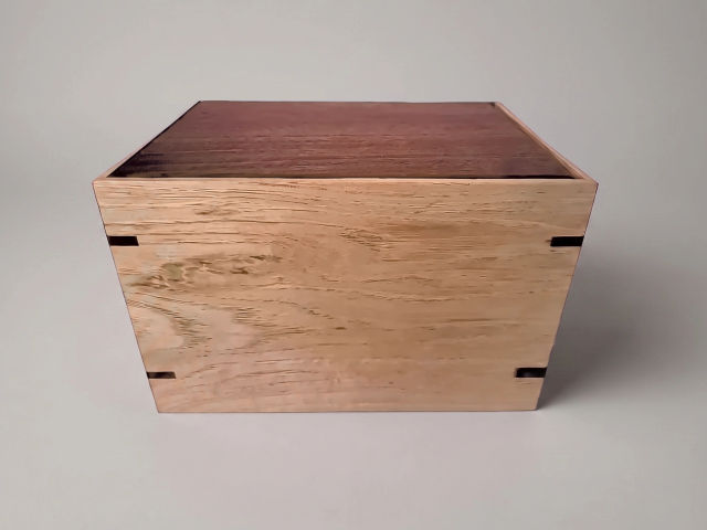Walnut & Hickory Laser Engraved Cremation Urn, Medium 150 cu in — one-of-a-kind walnut cremation urn No. 205