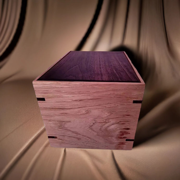 Side view of Walnut & Hickory Tribute Urn with an elegant, earth-friendly natural-oil finish