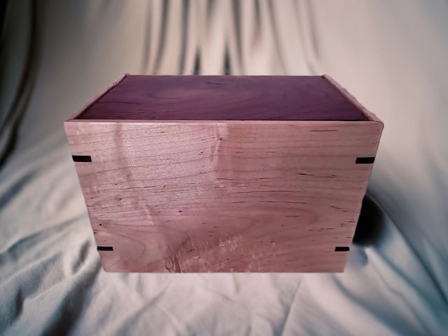 Personalized Medium Walnut & Maple Urn, 150 ci — one-of-a-kind walnut cremation urn No. 214