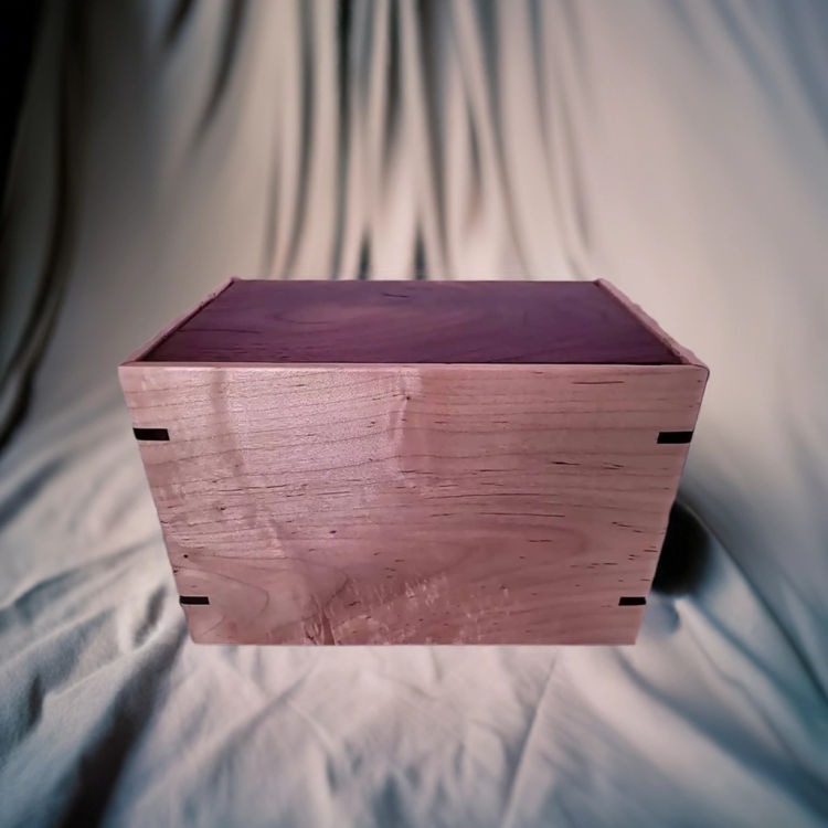 Front and top view of Walnut & Maple Eternal Urn, showcasing its design and customizable engraving area