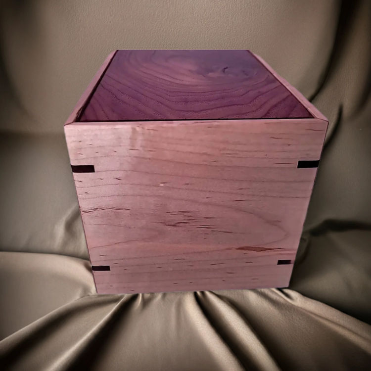Alternate side view of Walnut & Maple Eternal Urn featuring Walnut top and Maple sidesideal for creating a unique memorial