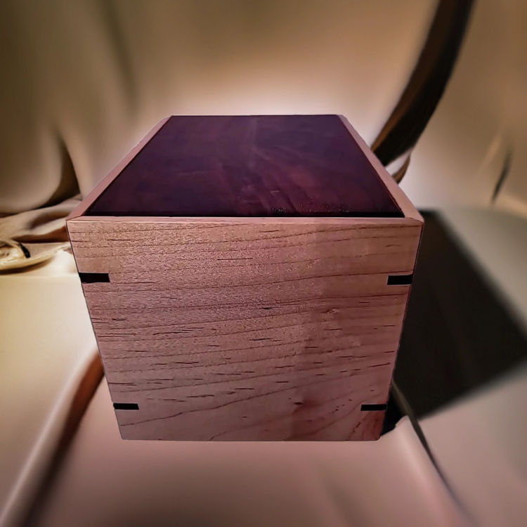 Back view of Walnut & Maple Keepsake Urn with Walnut top and Maple sidesperfect for personalization