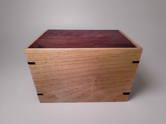 Walnut & Maple Laser Engraved Cremation Urn, Medium 150 cu in — one-of-a-kind walnut cremation urn No. 210