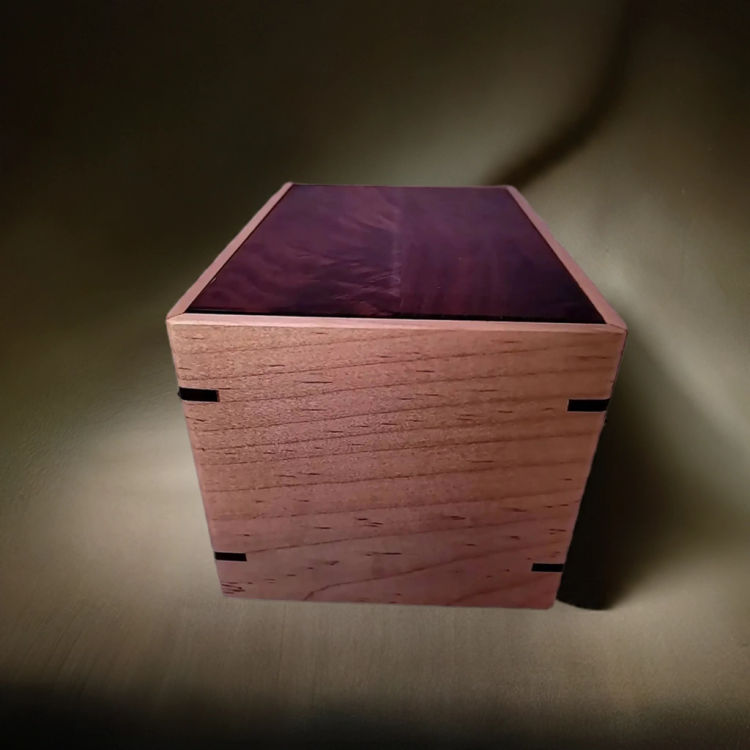 Side view of Walnut & Maple Keepsake Urn with an elegant, earth-friendly natural-oil finish
