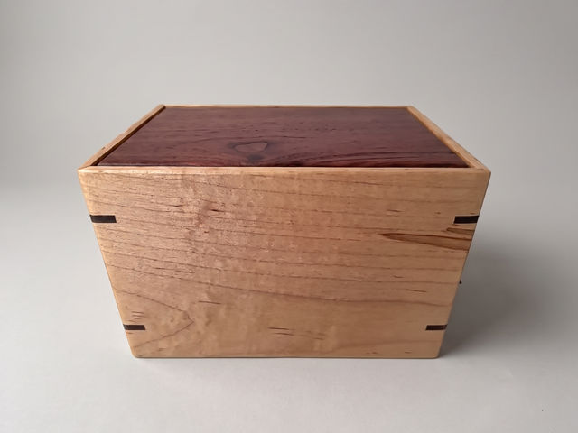 Walnut & Maple Laser Engraved Cremation Urn, Medium 150 cu in — one-of-a-kind walnut cremation urn No. 306