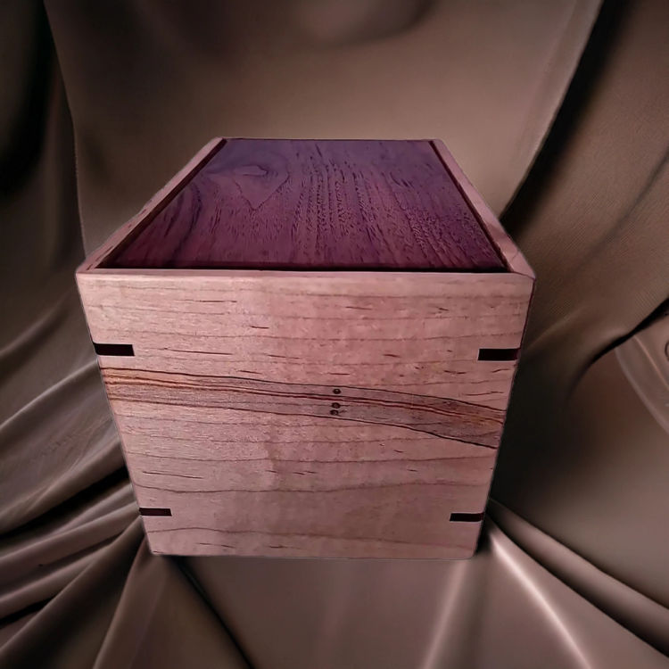 Side view of Walnut & Maple Lasting Memory Urn with an elegant, earth-friendly natural-oil finish