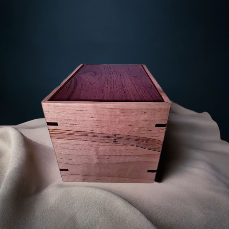 Alternate side view of Walnut & Maple Lasting Memory Urn featuring Walnut top and Maple sidesideal for creating a unique memorial