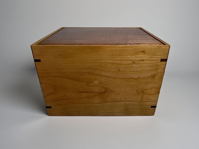 Walnut & Cherry Laser Engraved Companion Cremation Urn, 394 cu in — one-of-a-kind walnut cremation urn No. 521
