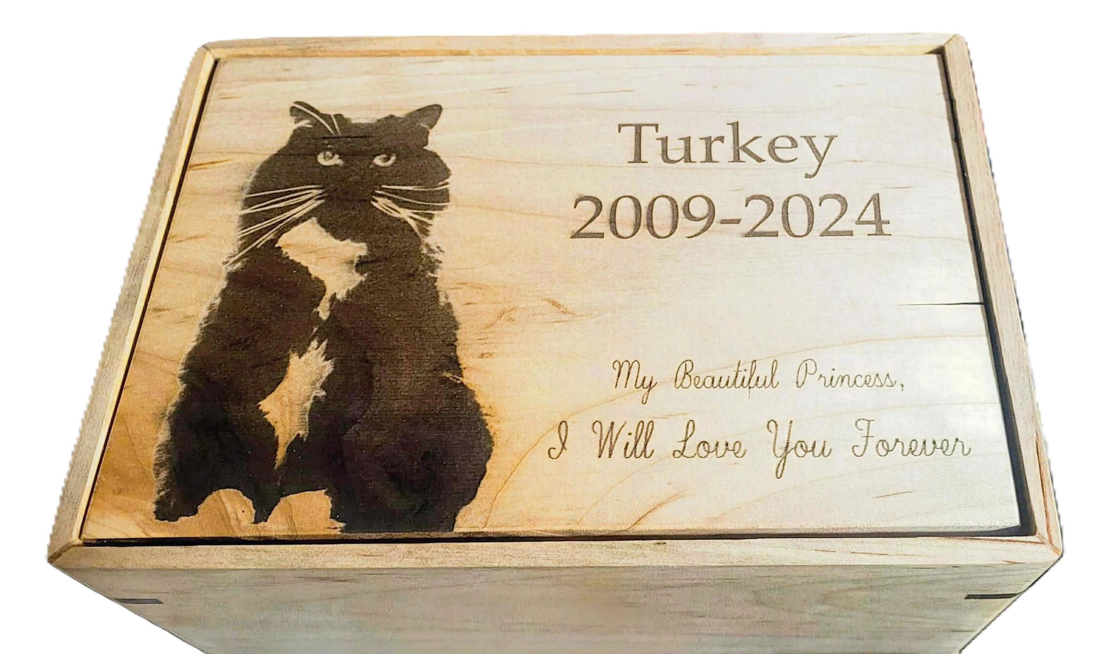custom handcrafted laser engraved pet cremation urn