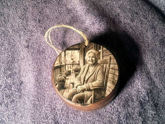 Walnut Laser Engraved Keepsake Urn Ornament, 1.8 cu in — one-of-a-kind walnut cremation urn No. 901