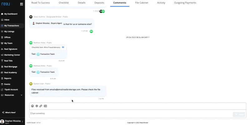 Mention @Broker Team or @Transaction Team in reZEN – Real