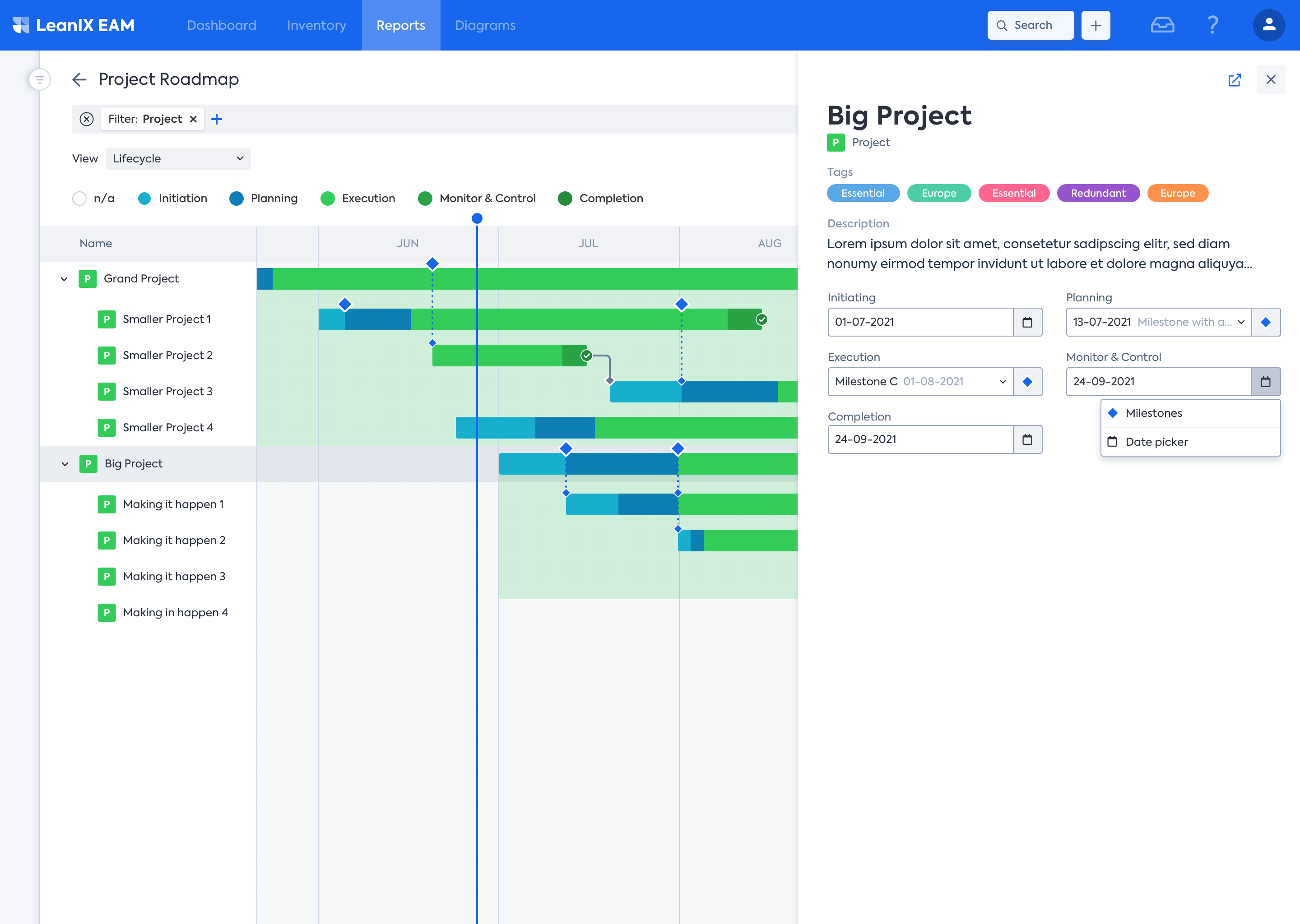 EAM - reinvent - Milestones referenced in lifecycle phases.png