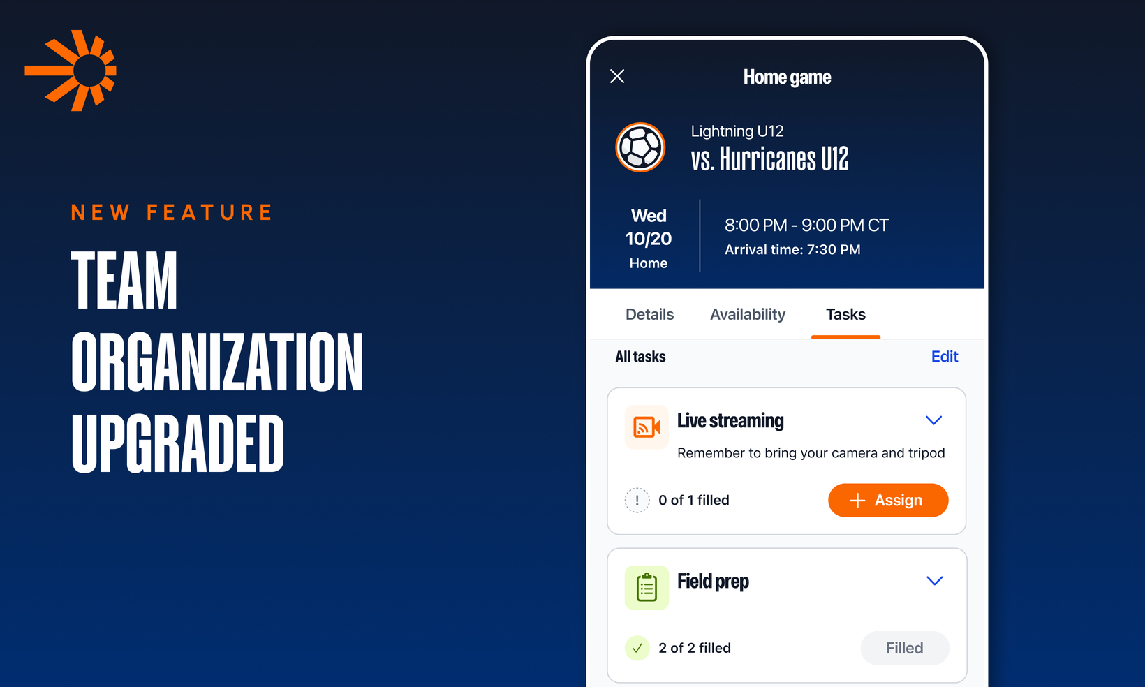TeamSnap ONE - Product updates | Now Available: Assign Tasks and Send