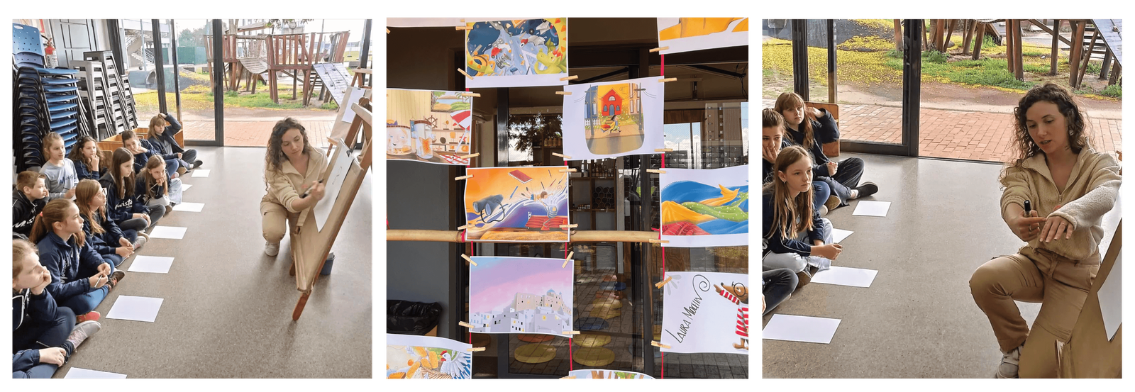 The second school was Colégio Marista Medianeira - Erechim. Using the same approach of using creativity and thinking about the coat, I answered some questions about book illustration, as the school was promoting a super cool project to create a children's book for the children.