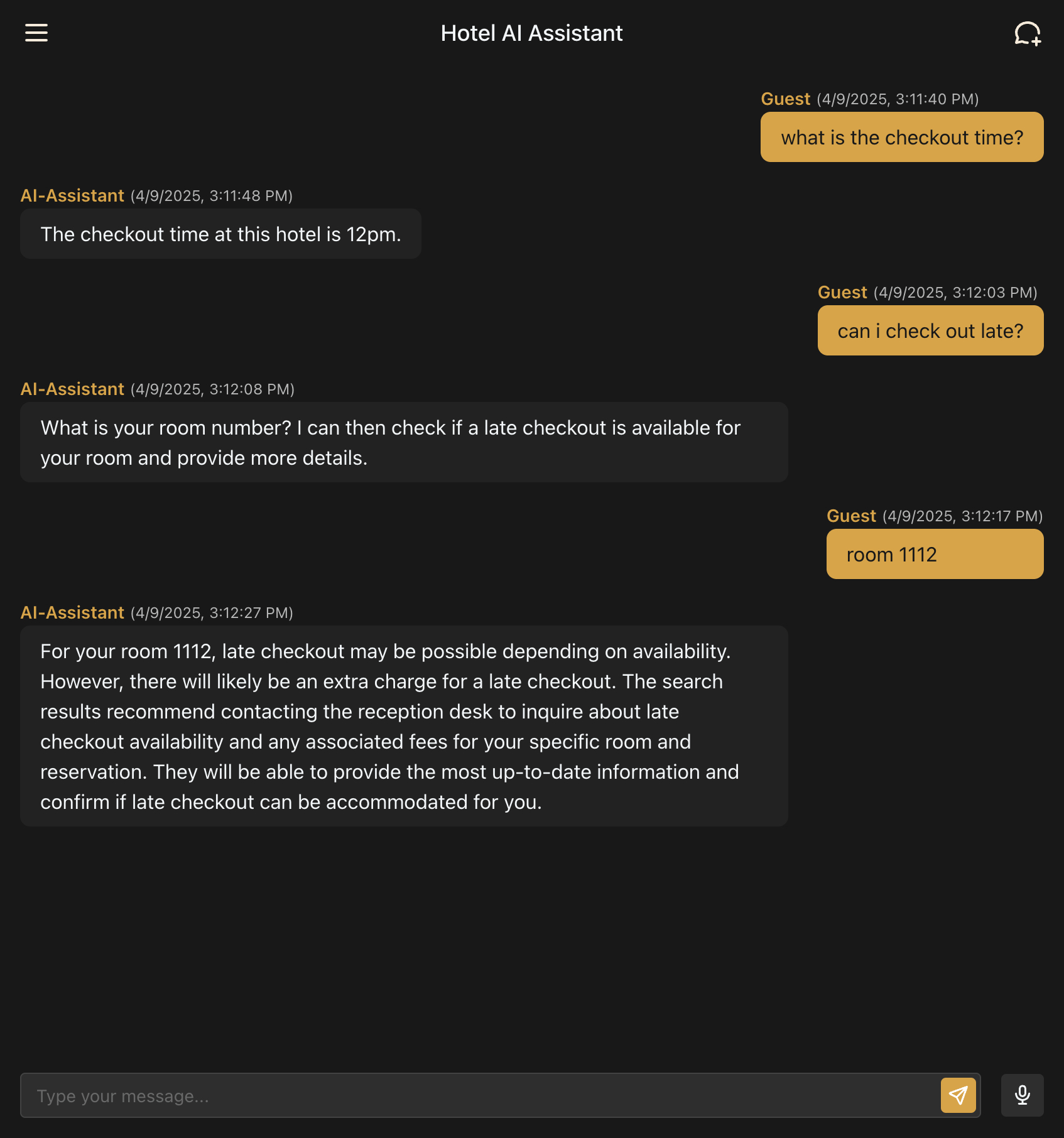 Hotel AI Assistant Guest Interaction