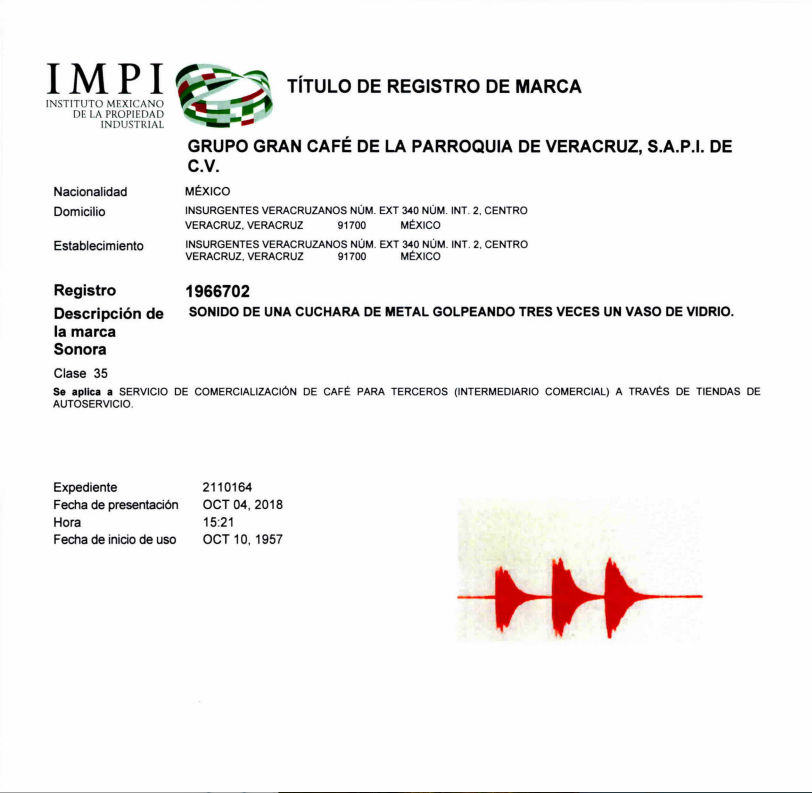 Título oficial IMPI 1,966,702 · La Parroquia