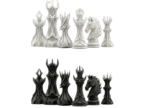 Gothic Spire Chess Set — Side profile