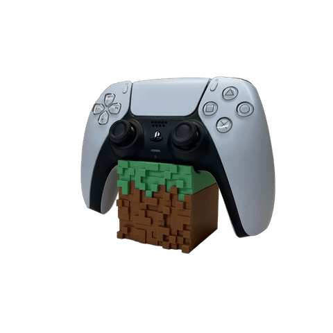 Grass Block PS5 Controller Stand — Main view