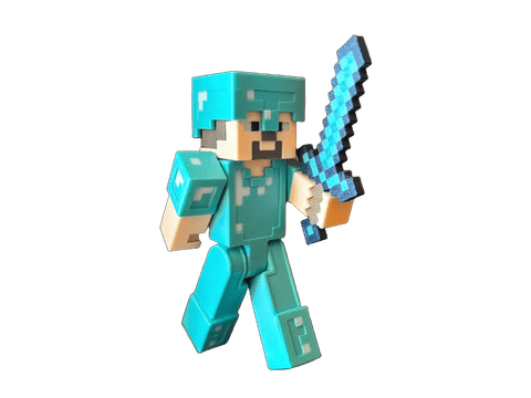 Minecraft Diamond Steve - Articulated — Side profile