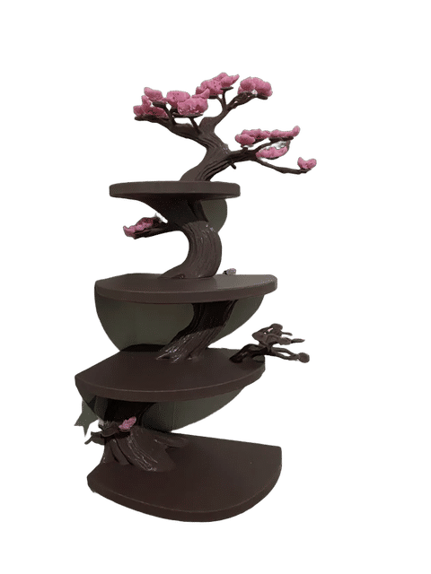 Bonsai Corner Shelf – Minimal Tree Wall Organizer — Side profile