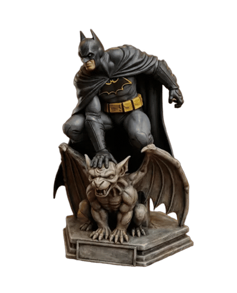 Batman Crouching on Gargoyle Dark Knight Statue — Side profile