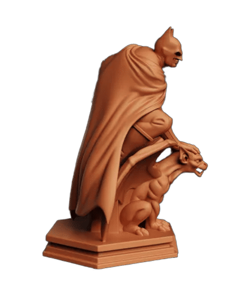Batman Crouching on Gargoyle Dark Knight Statue — From above