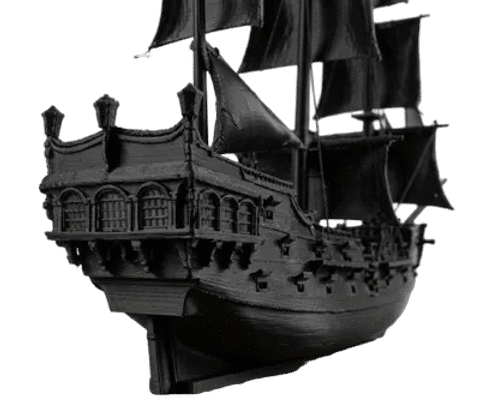 Black Pearl Inspired Pirate Ship – Display Model — Three-quarter view
