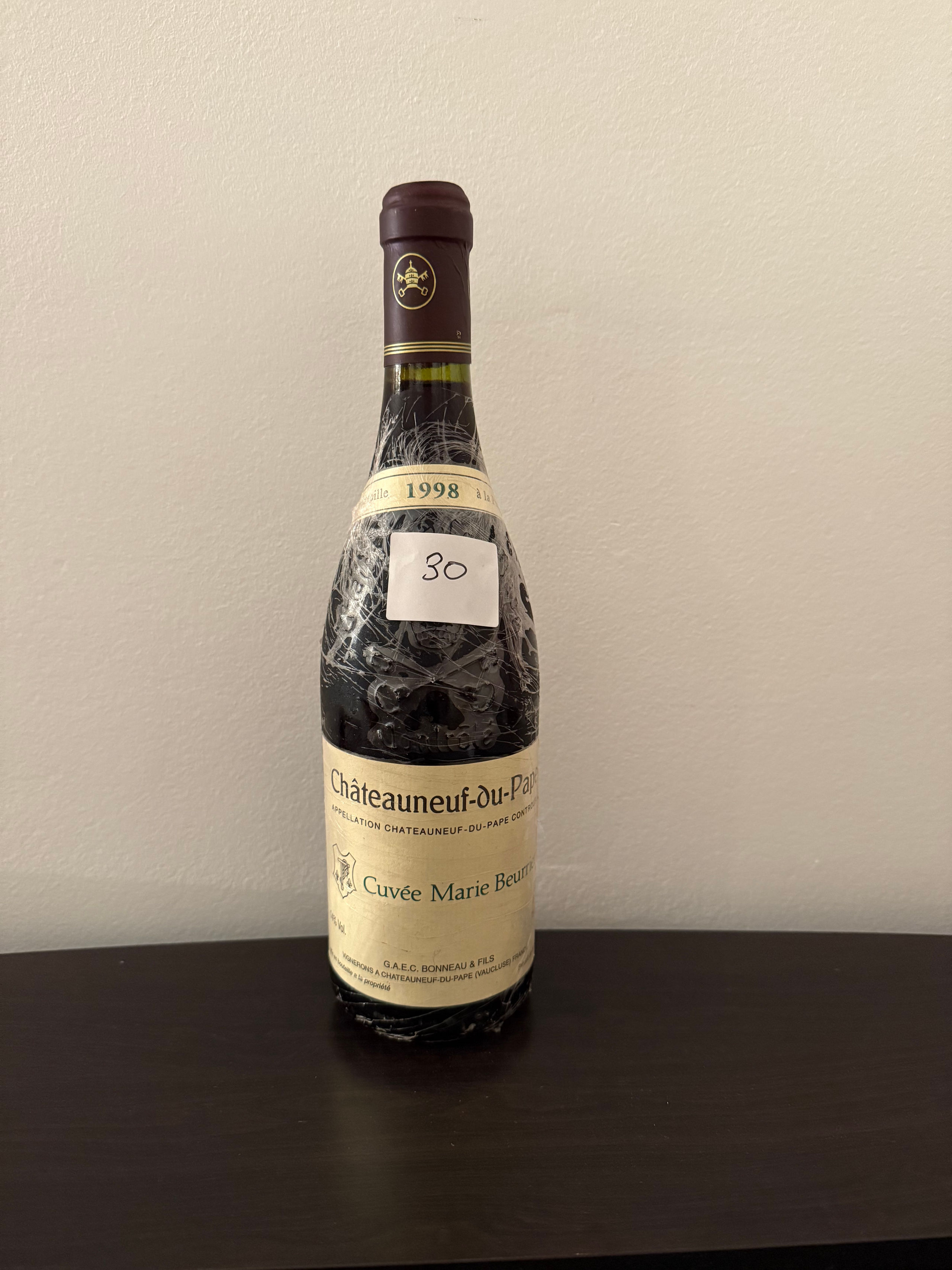 1 bouteille chateauneuf du pape, Henri Bonneau, « homme à marie beurrier » 2001 - Lazuli
