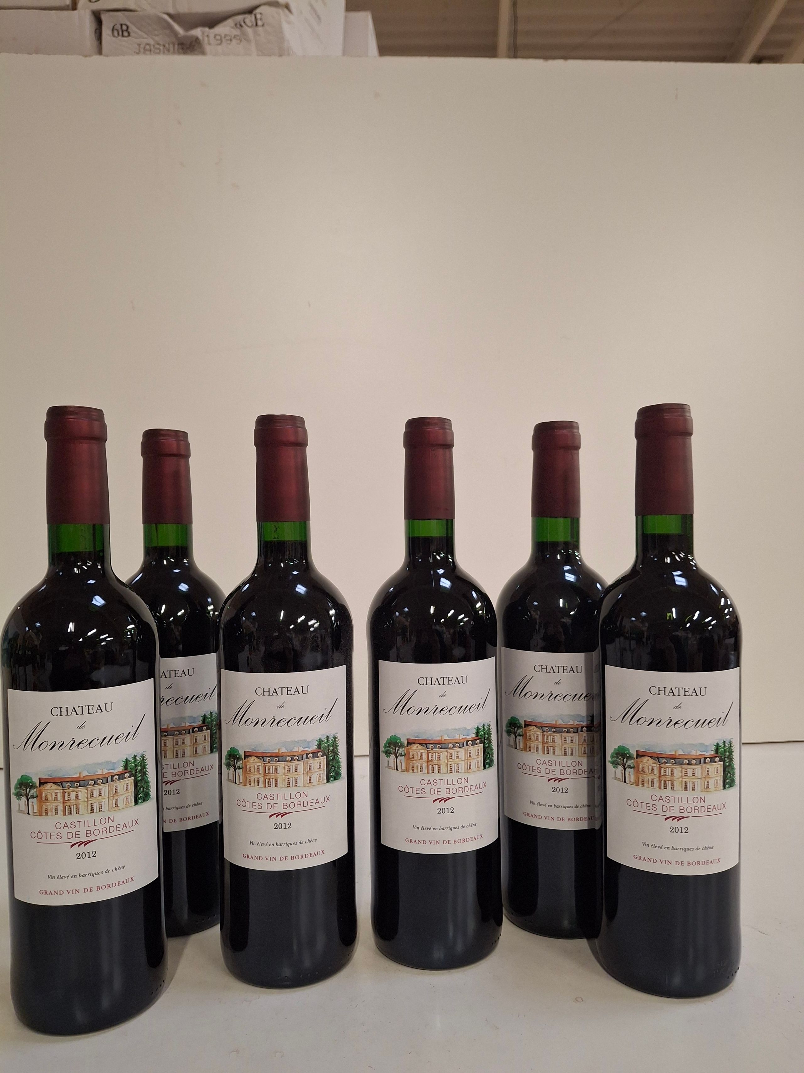 6 Bouteilles Château de Monrecueil Côtes de Bordeaux 2012 Récoltant parfait - Lazuli