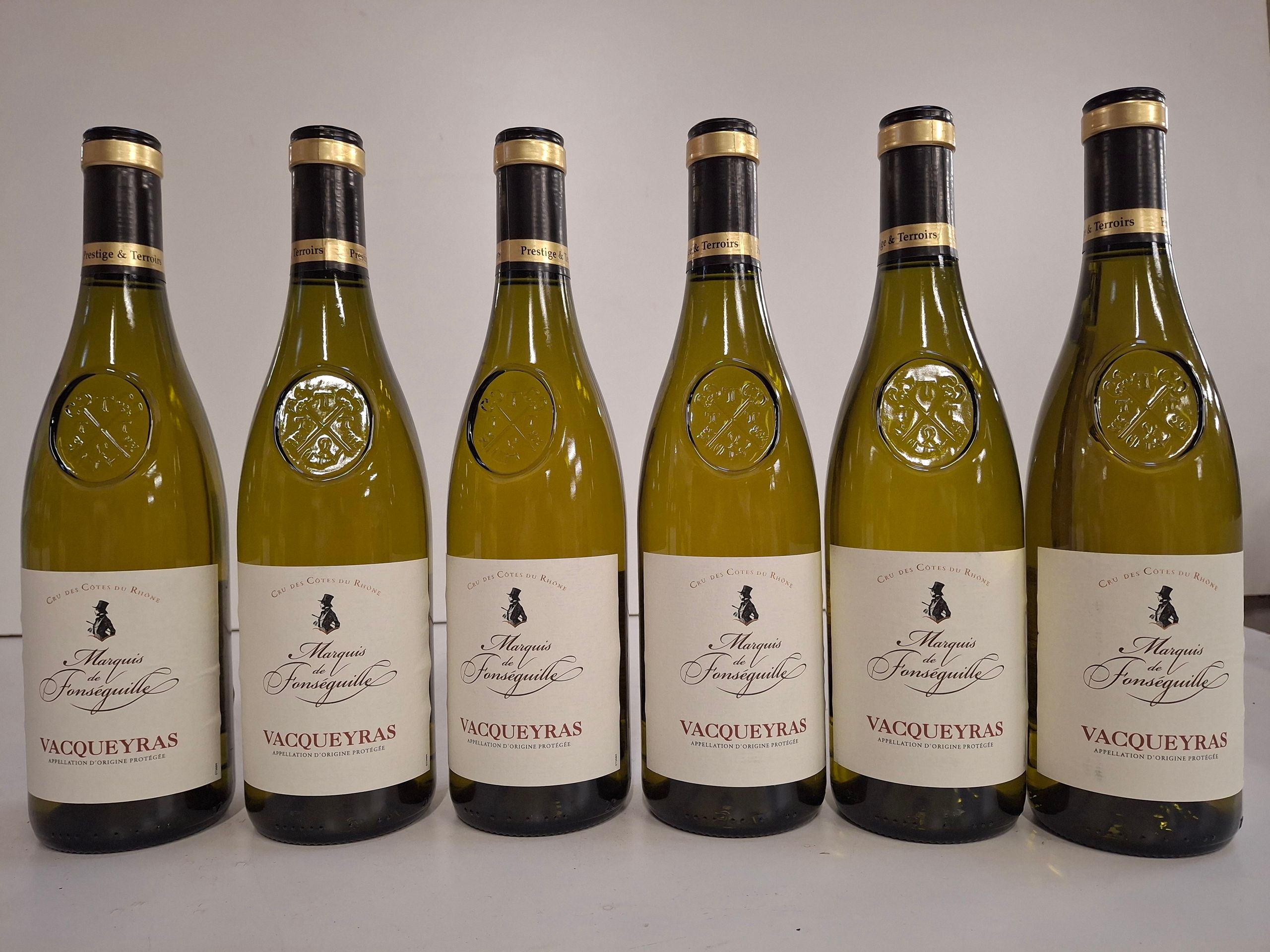 6 Bouteilles Vacquéras Blanc Cru des Côtes du  Rhône Le Marquis de Fonséguille - Lazuli