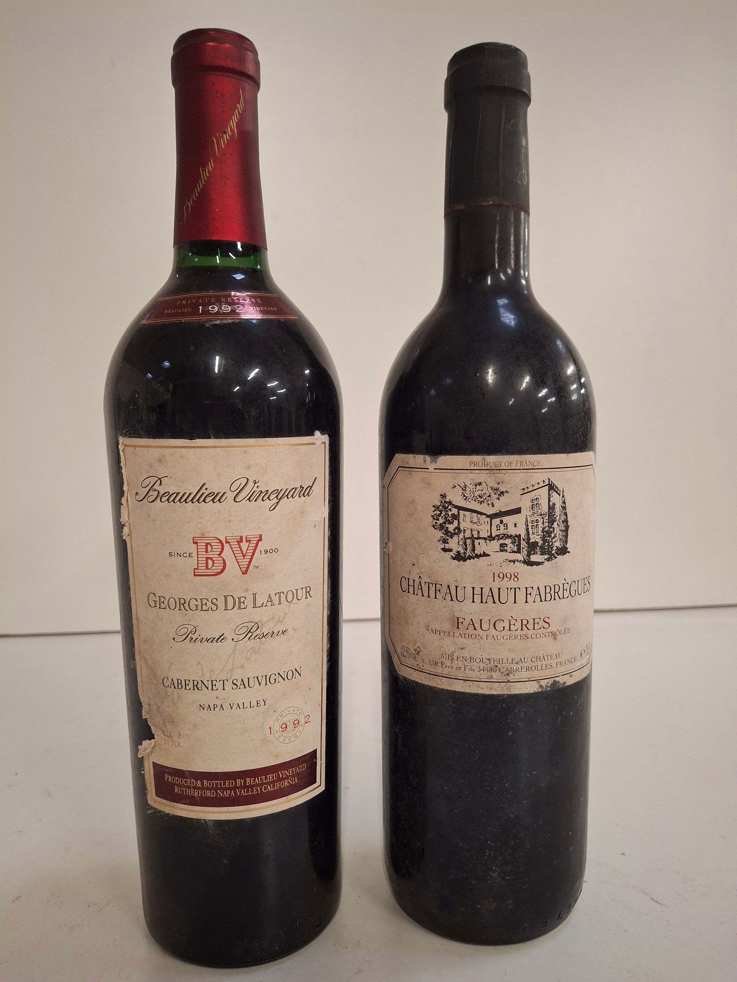 Lot de 2 bouteilles : 1 Bouteille Domaine George de La Tour 1992 grande réserve niveau bon Napa Valley - Lazuli