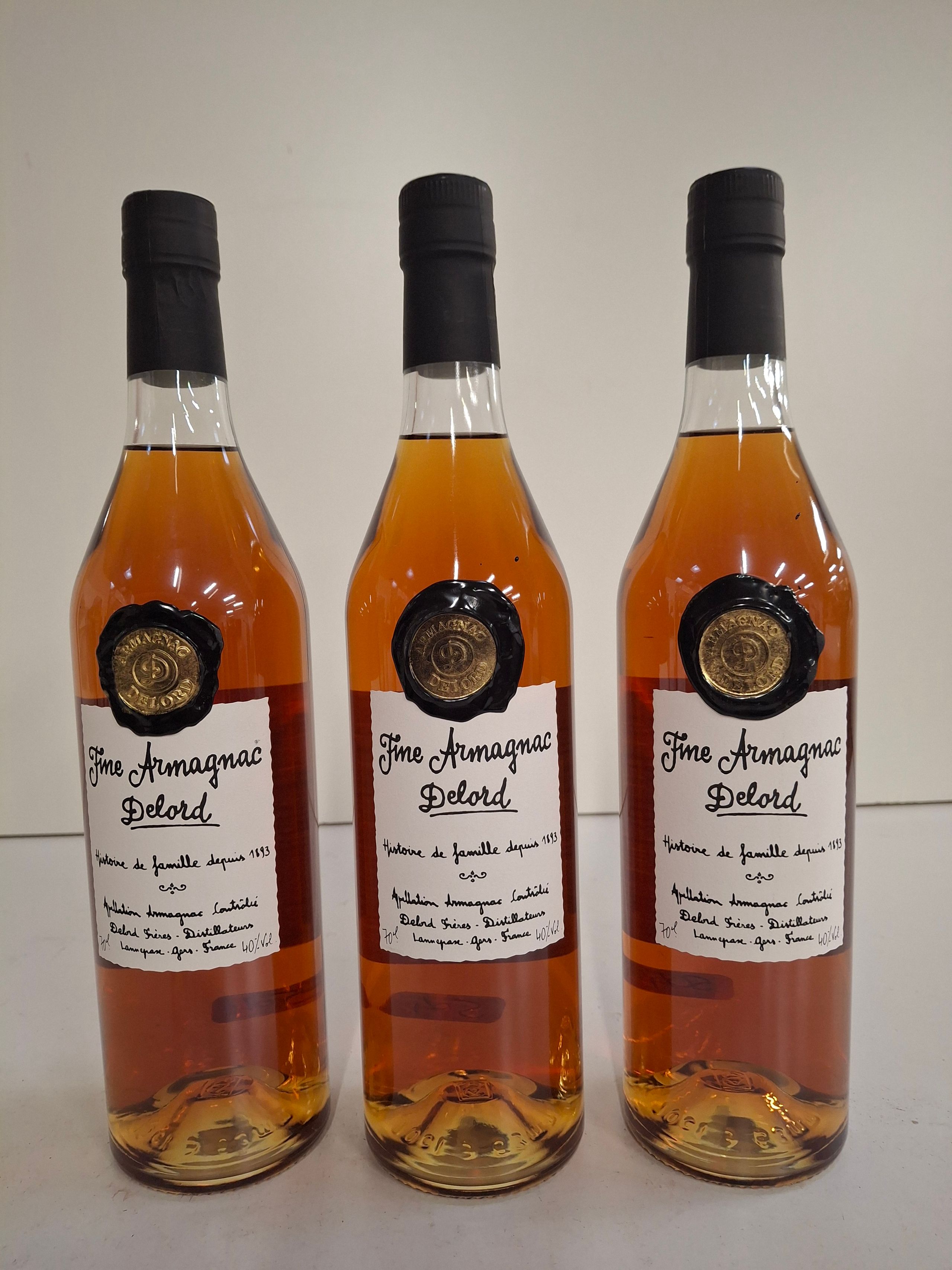 3 Flacons fine Armagnac Delord 70 cl 40 % vol - Lazuli