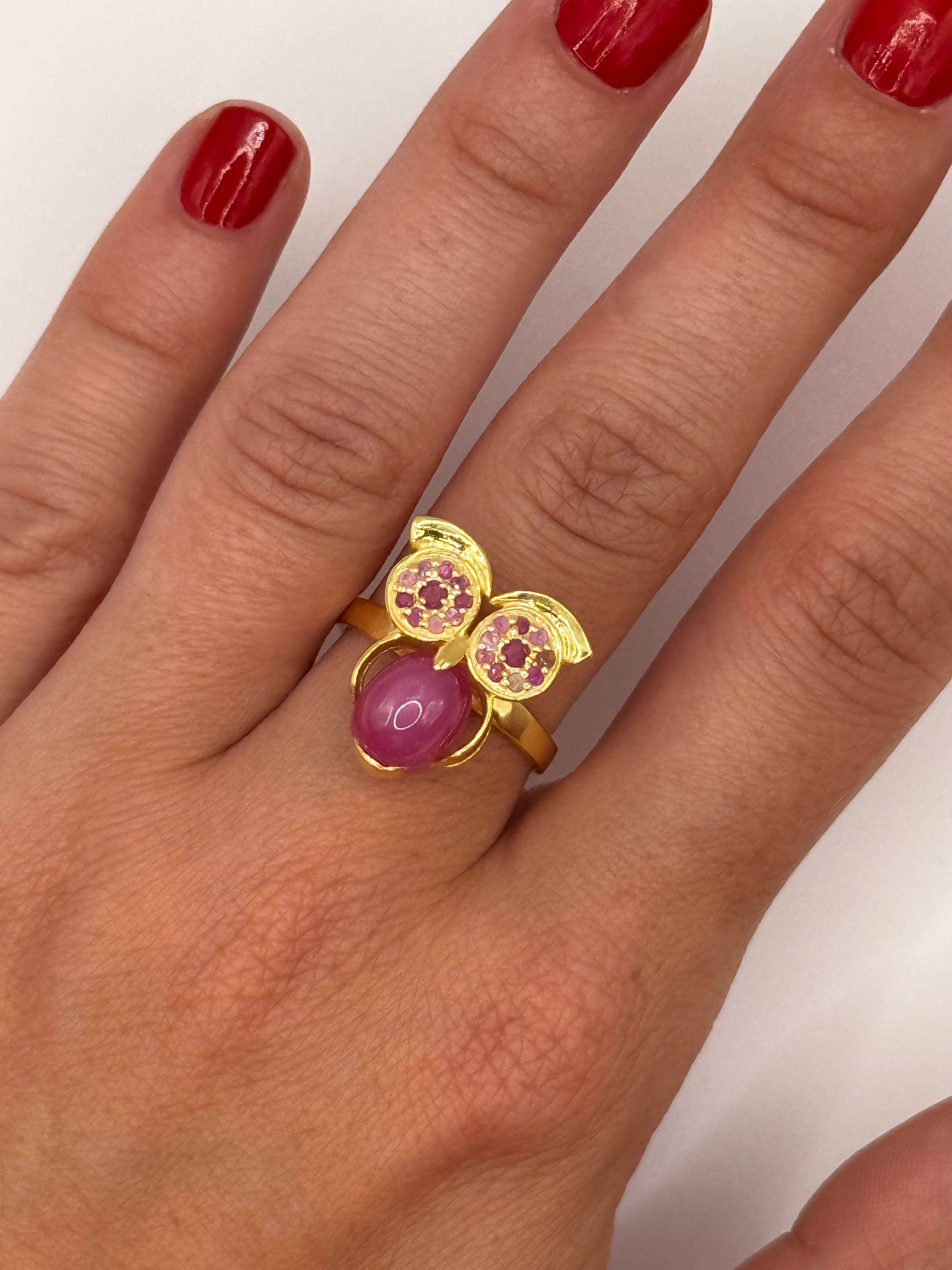 Bague en argent (925 millième) ornée de pierres de couleurs (tourmalines, grenats et topazes). - Lazuli
