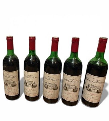 Lot de 5 bouteilles graves Château Ponteilh Monplaisir 1979 - Lazuli