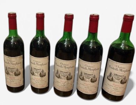 Lot de 5 bouteilles de graves Château Ponteilh Monplaisir 1979 - Lazuli