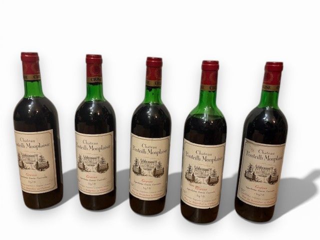 Lot de 5 bouteilles graves Château Ponteilh Monplaisir 1978 - Lazuli