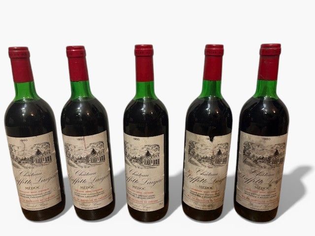 Lot de 5 bouteilles Château Laffitte Laujac 1980 - Lazuli