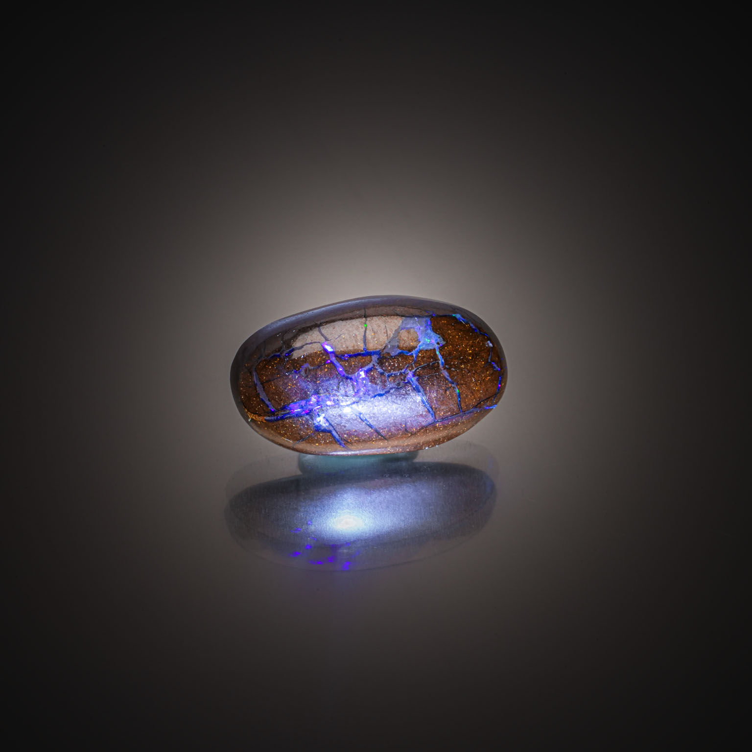 Opale Boulder ovale cabochon sur papier. - Lazuli