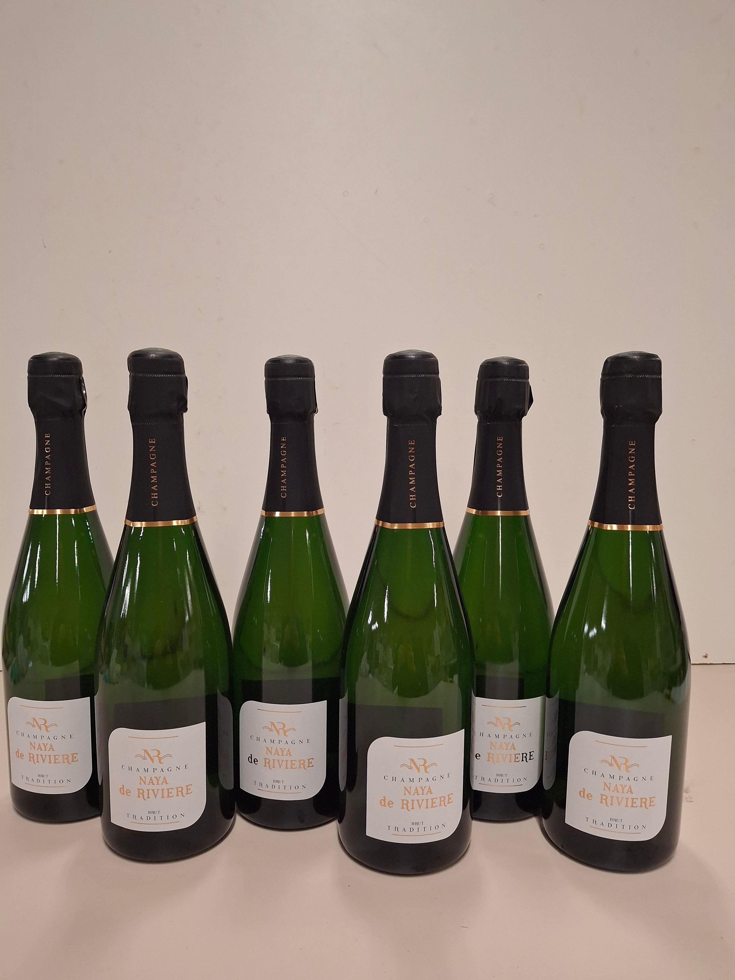 6 Bouteilles Champagne Naya de Rivière Brut Tradition champagne issu de 3 cépages champenois, valeur sûr de la gamme état parfait - Lazuli