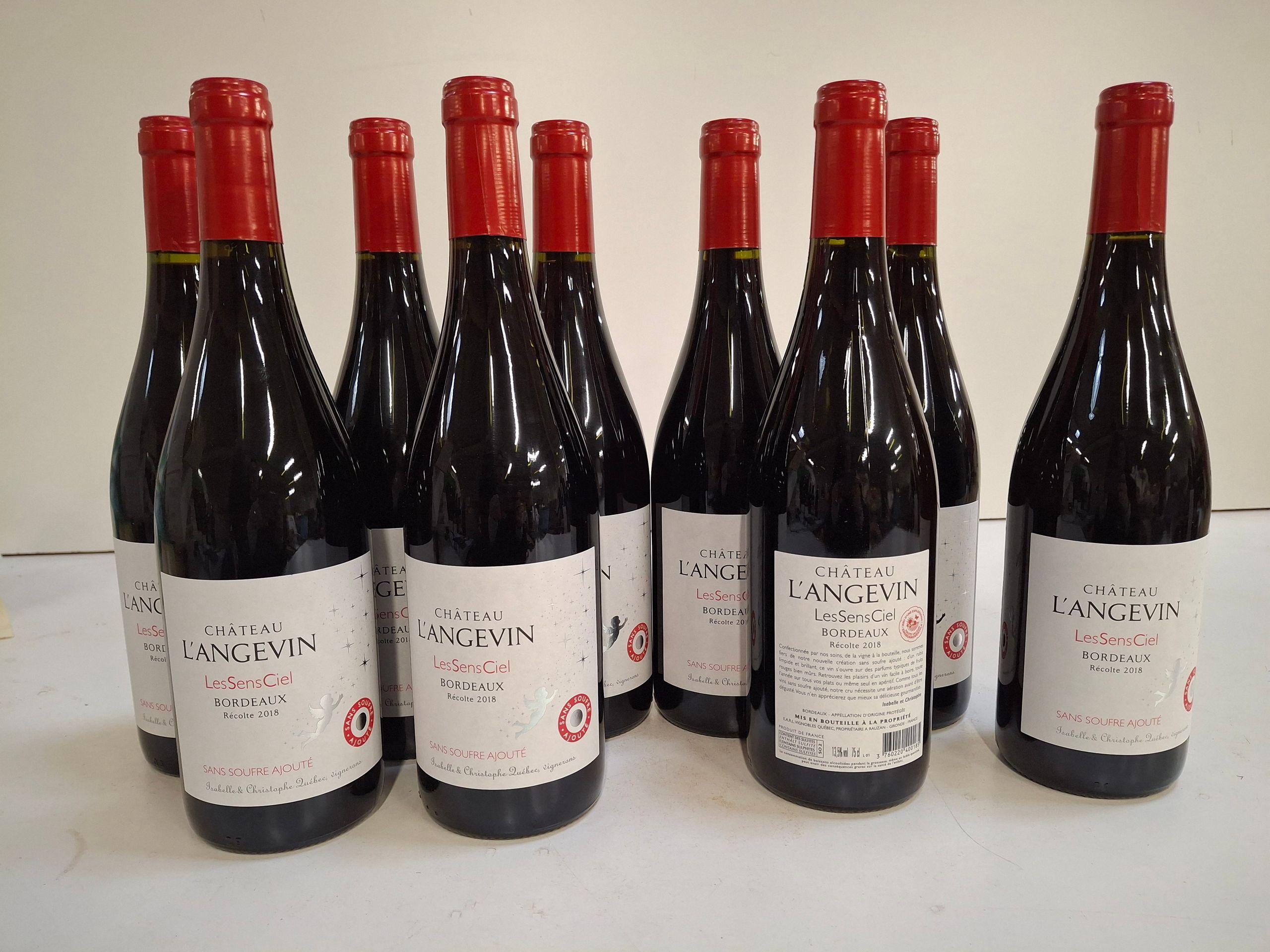 9 Bouteilles de Château L’Angevin récolte 2018 Les Sens Ciel sans souffre ajouté, Vignerons récoltant Québec - Lazuli