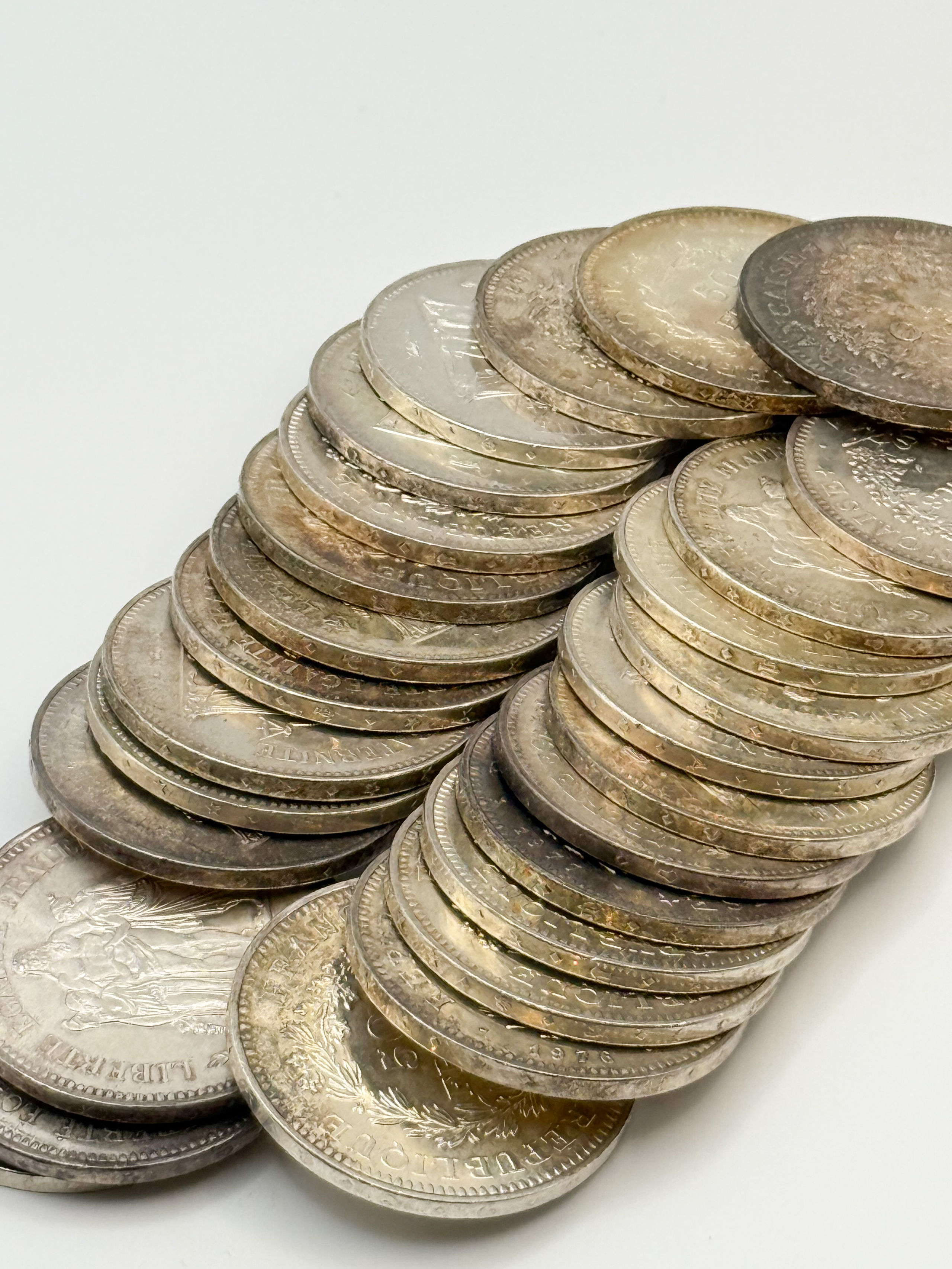 Lot de 50 francs Hercule en argent. - Lazuli