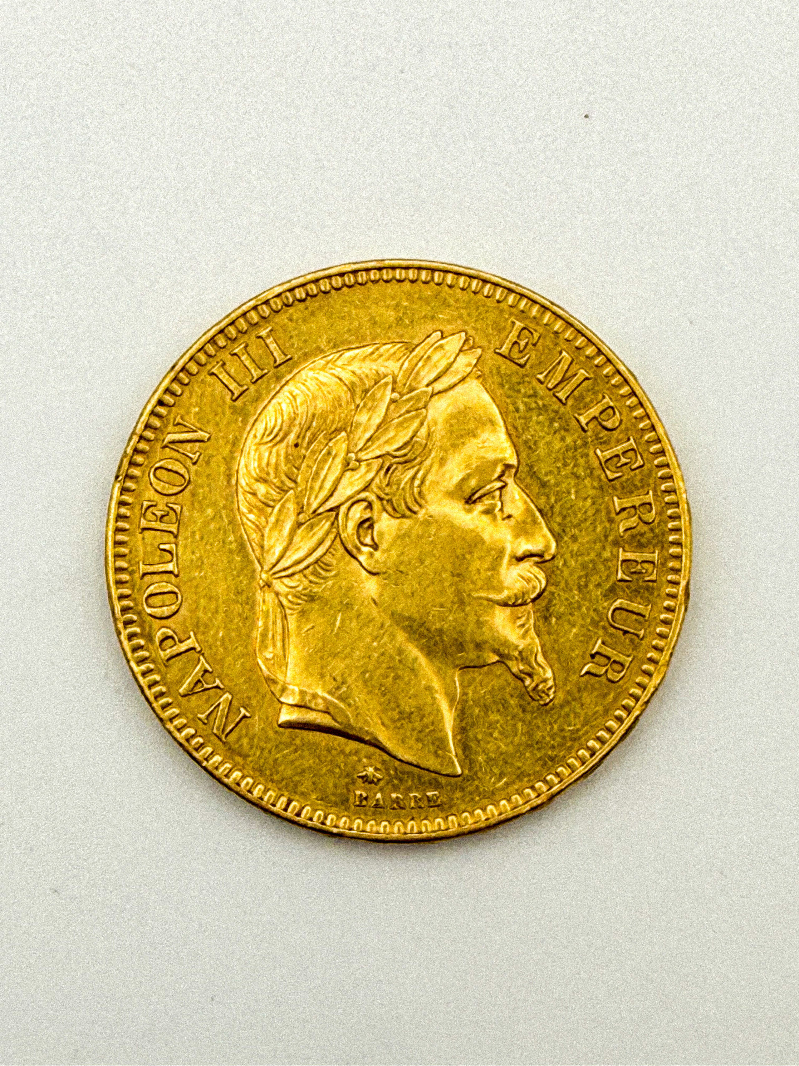 Pièce en or de 100 francs Napoléon III tête laurée (1869 A) - Lazuli