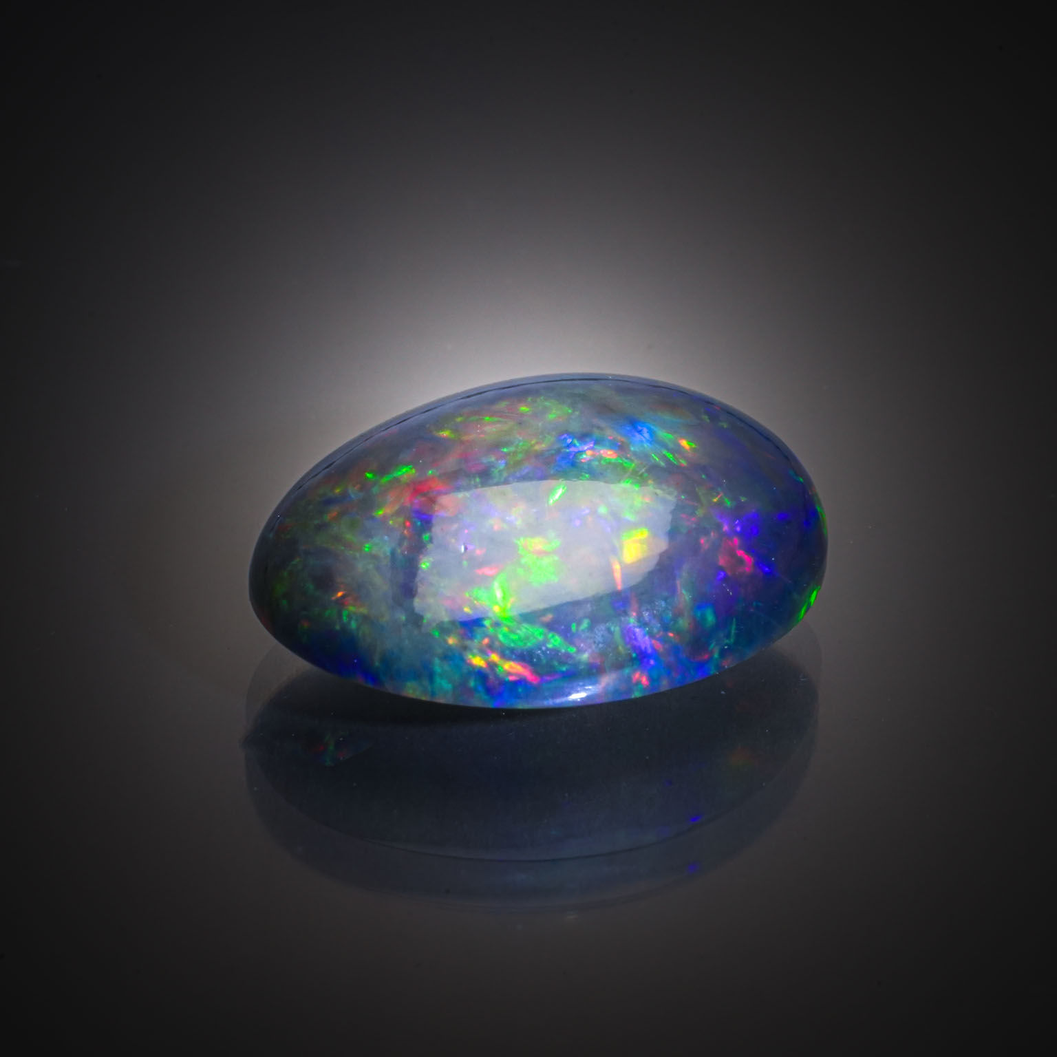 Opale noire ovale cabochon sur papier. - Lazuli