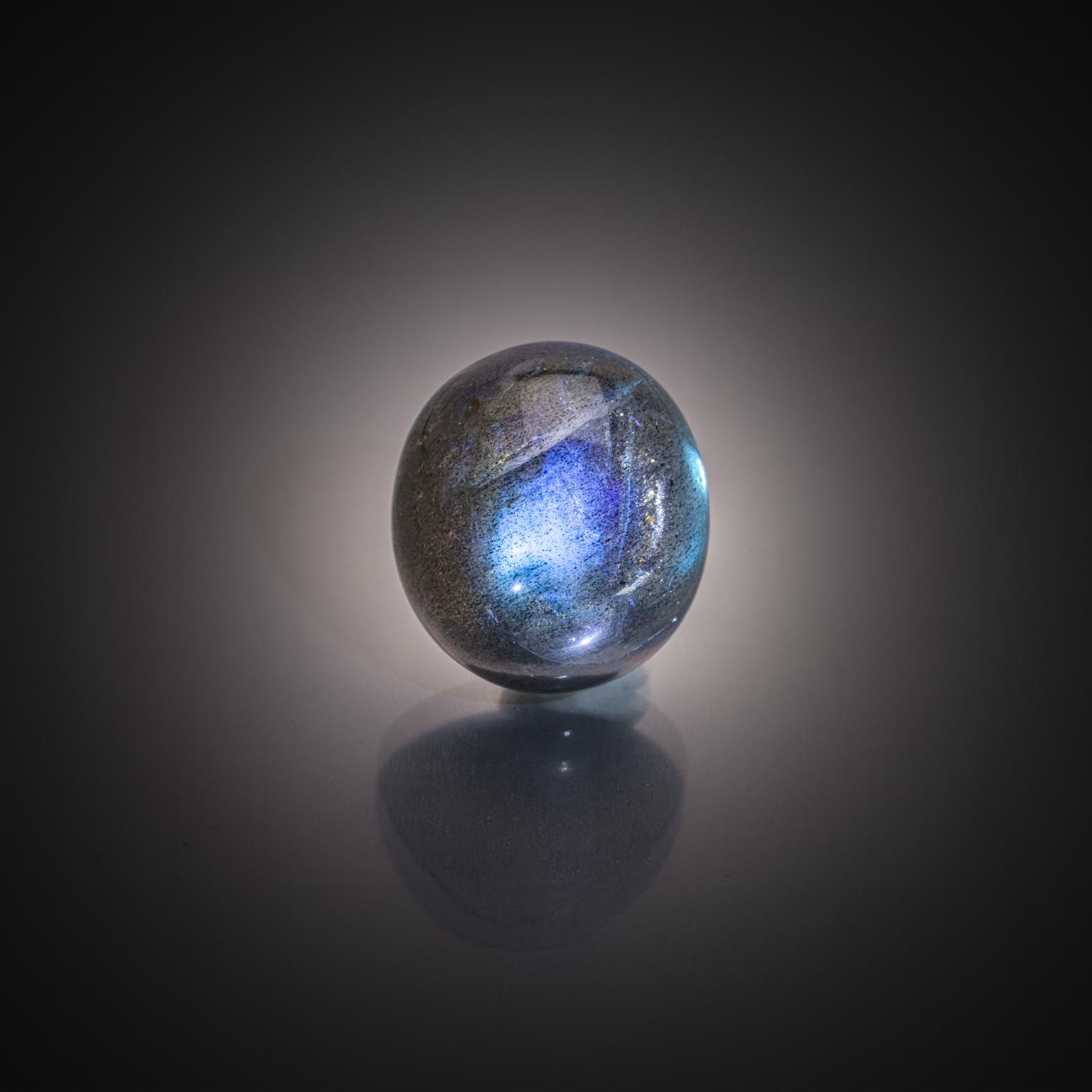 Labradorite ovale cabochon sur papier. - Lazuli