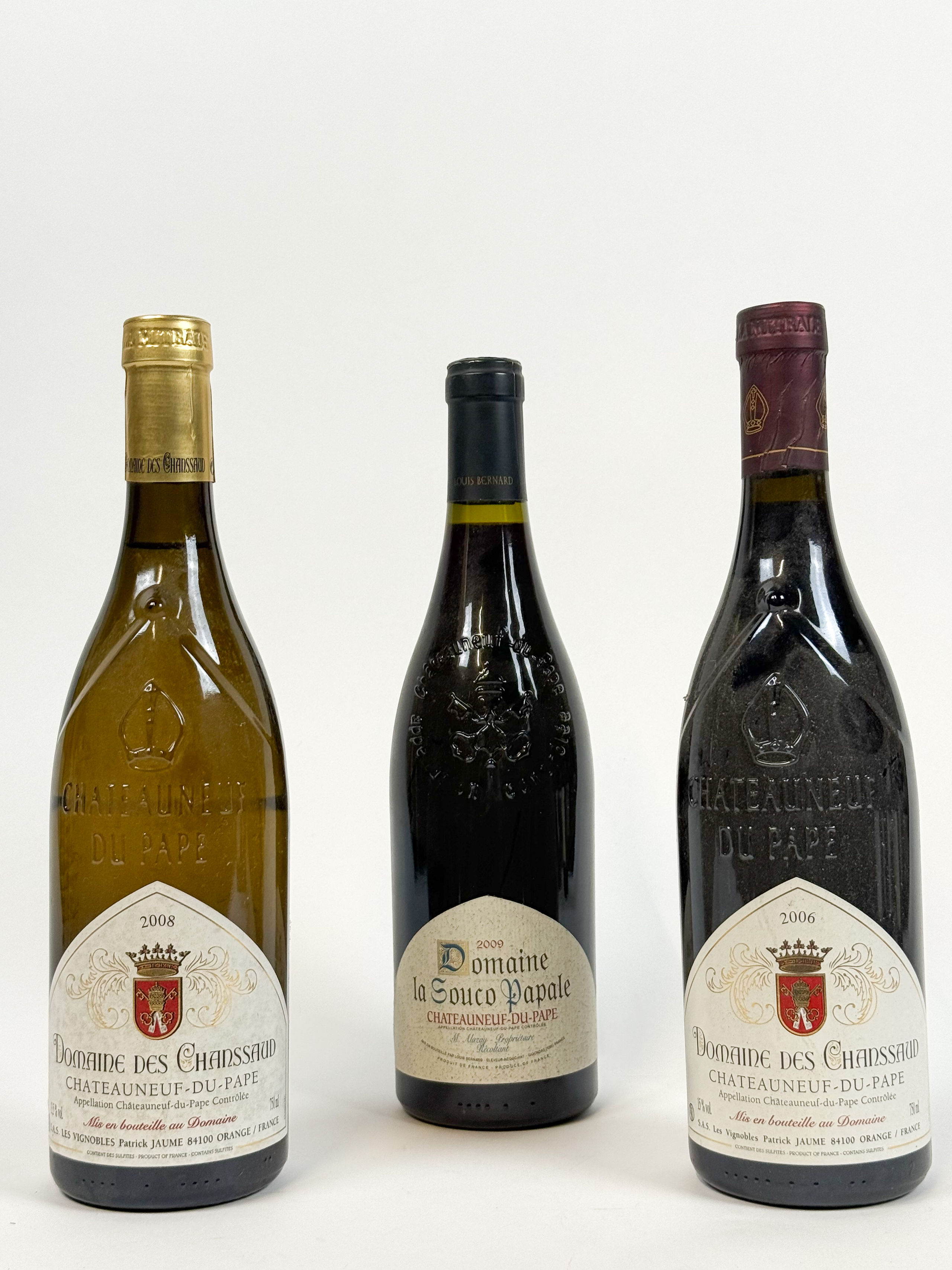 Lot de trois bouteilles Châteauneuf-du-Pape : - Lazuli