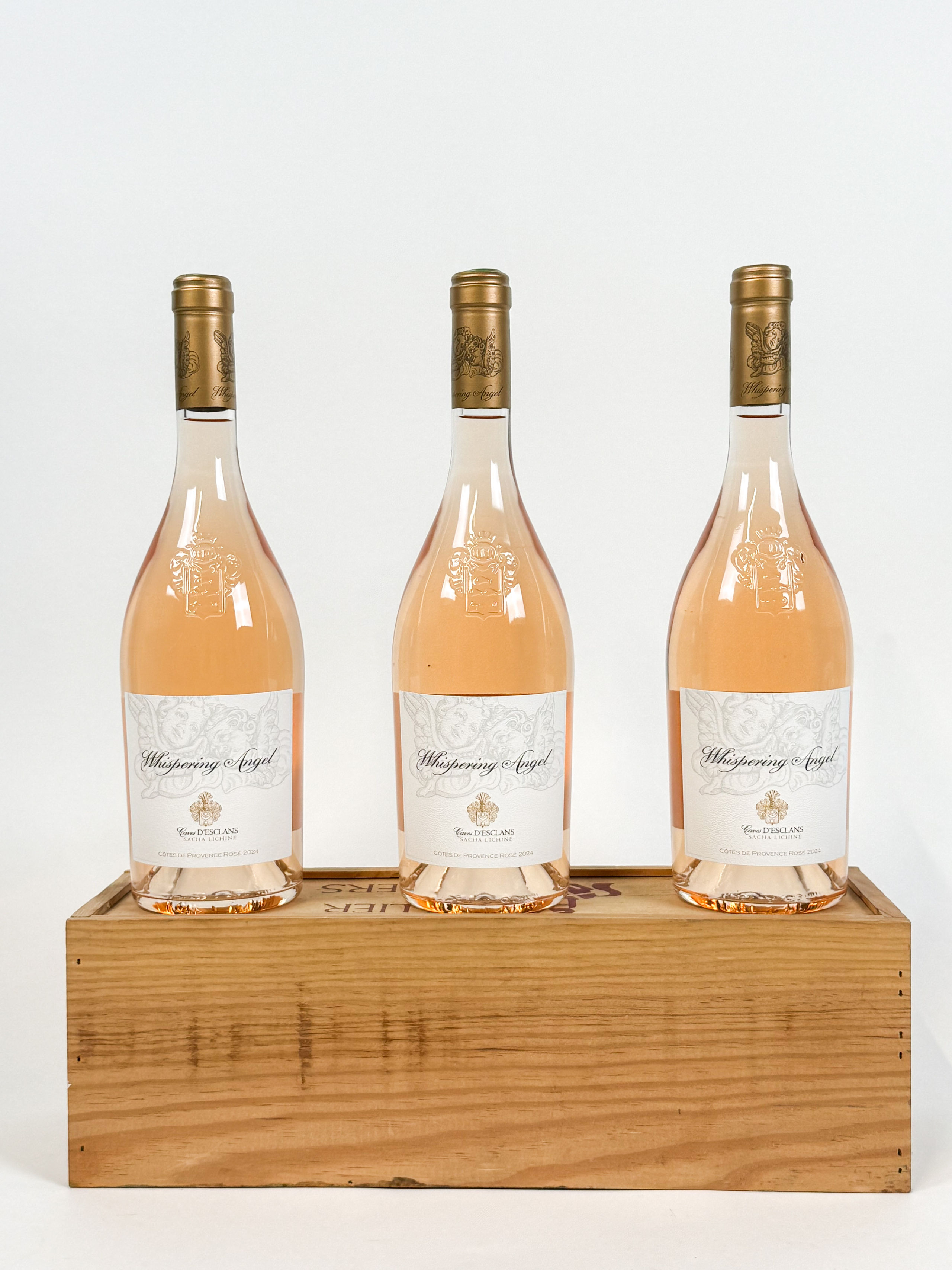 Trois bouteilles Whispering Angel, Cave d&rsquo;Esclans, Sacha Lichine, Côtes de Provence Rosé 2024 - Lazuli